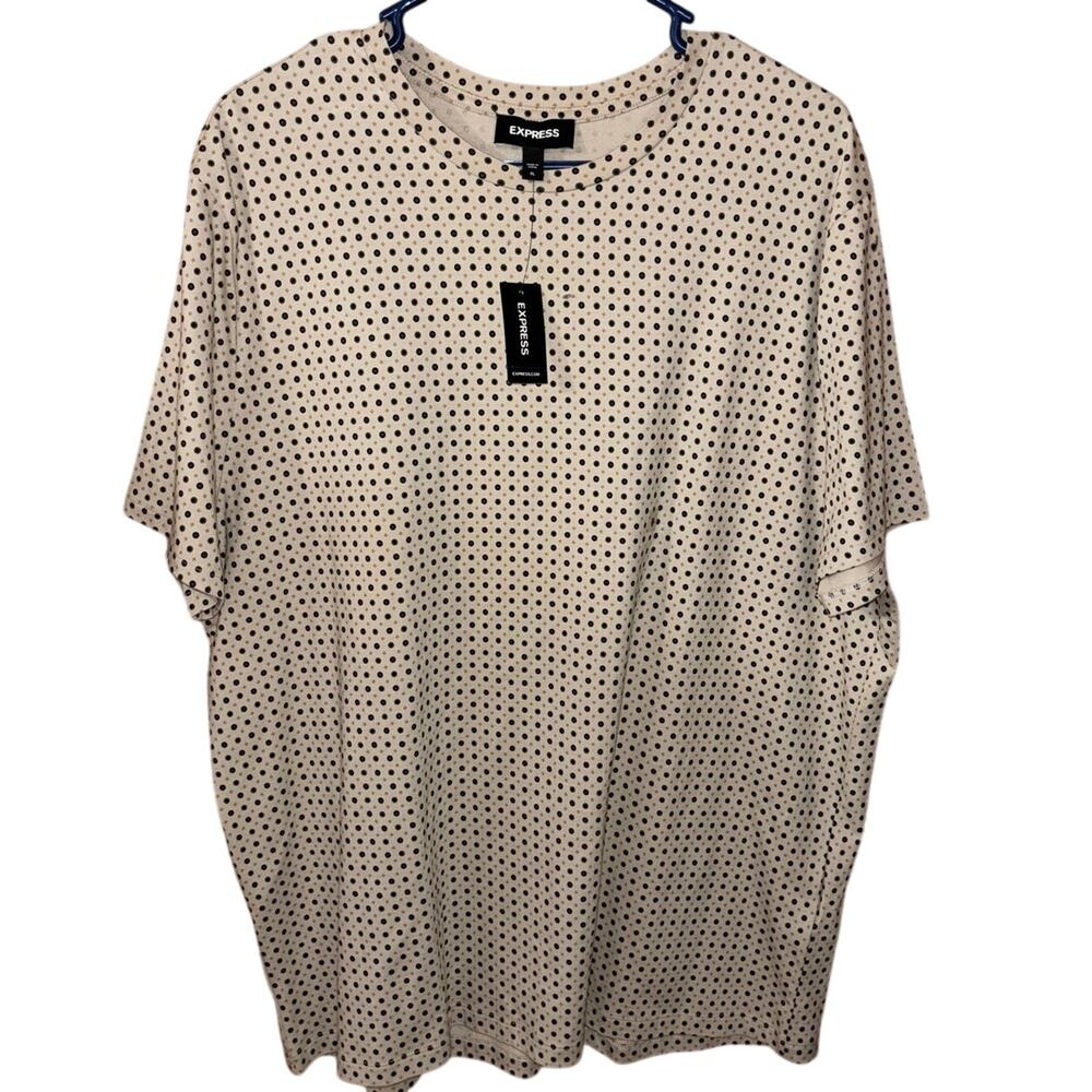 Express men’s tan patterned short sleeve cotton spandex blend t-shirt NWT (XL)